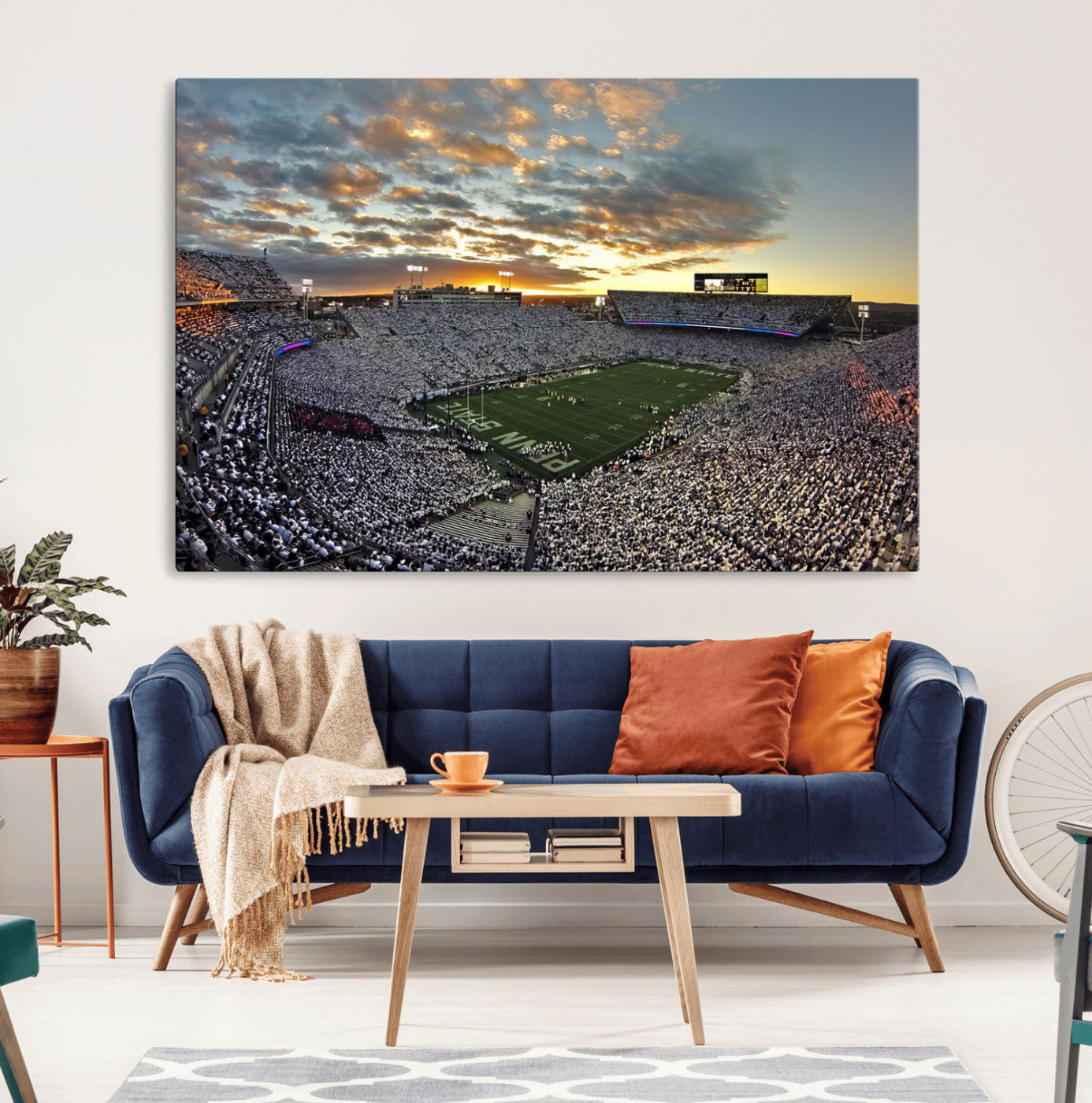 38807-MGV-CV-36X24-Beaver Stadium Wall Art Canvas Print, Framed Beaver Stadium Field Art Picture Print, Football Stadium Perfect Sport Room Decor