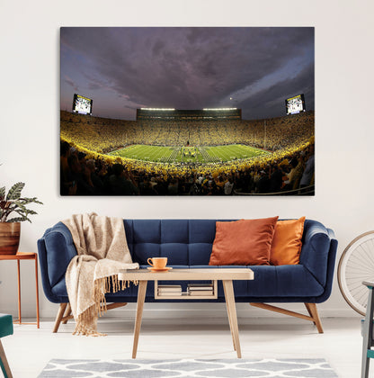 72404-MGV-CV-36X24-Michigan Wolverine Stadium Wall Art Canvas Print, Framed Michigan Stadium Art Picture Print, Football Stadium Perfect Sport Room