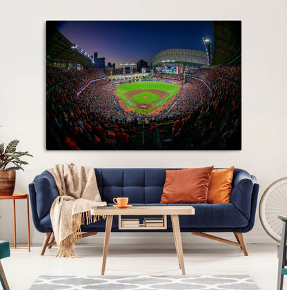 44322-MGV-CV-36X24-Minute Maid Park Wall Art Canvas Print, Framed Houston Astros Stadium Art Picture Print, Houston Astros Field Perfect Sports Room