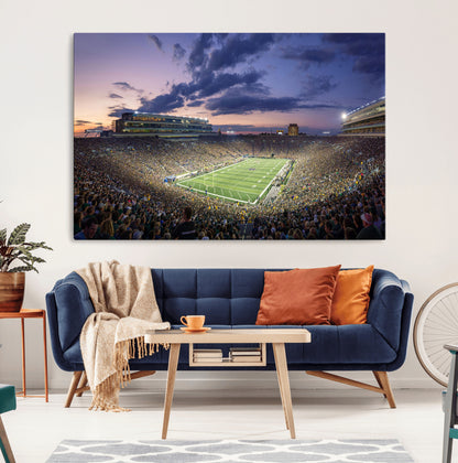 50825-MGV-CV-36X24-Notre Dame Stadium Wall Art Canvas Print, Framed Indiana Stadium Art Picture Print, Football Stadium Perfect Sports Room Decor