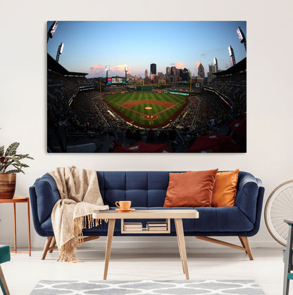 67670-MGV-CV-36X24-PNC Park Stadium Wall Art Canvas Print, Framed Pittsburgh Pirates Stadium Art Picture Print, PNC Park Field Perfect Sport Room