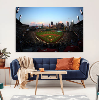 67670-MGV-CV-36X24-PNC Park Stadium Wall Art Canvas Print, Framed Pittsburgh Pirates Stadium Art Picture Print, PNC Park Field Perfect Sport Room