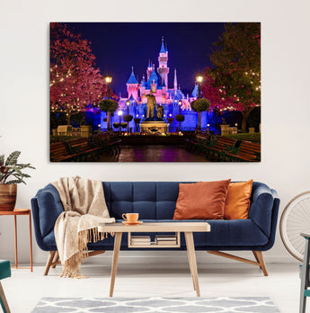 79435-MGV-CV-36X24-Disney Castle Wall Art Canvas Print, Framed Magic Kingdom Art Picture Print, Disney World Perfect Child Room Decor Artwork