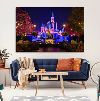 79435-MGV-CV-36X24-Disney Castle Wall Art Canvas Print, Framed Magic Kingdom Art Picture Print, Disney World Perfect Child Room Decor Artwork