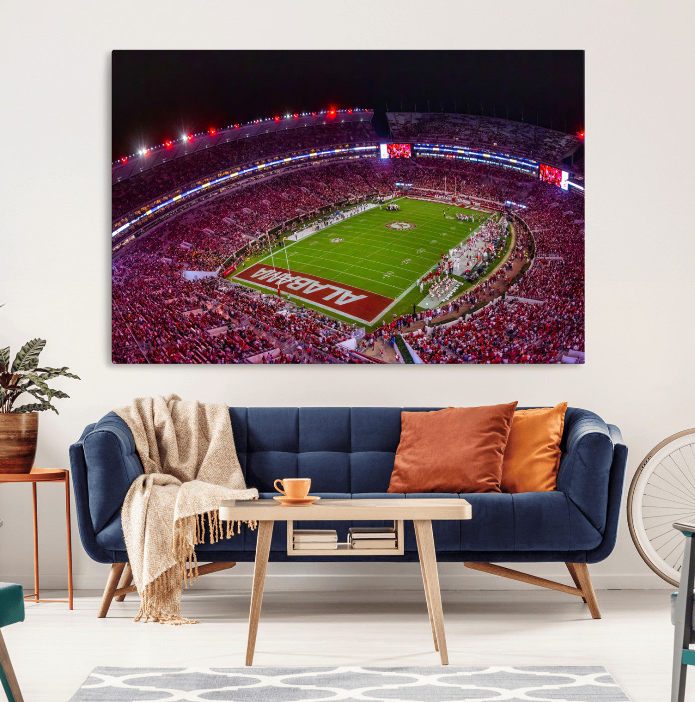 11343-MGV-CV-36X24-Bryant-Denny Stadium Wall Art – Panoramic Alabama Crimson Tide Football Field Canvas Print, Game Day Decor for Office, Man Cave or