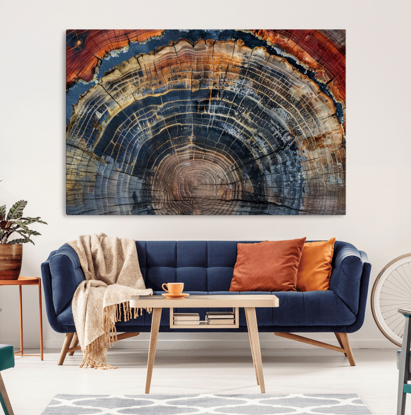 63519-MGV-CV-36X24-Tree Ring Wall Art – Rustic Nature Wood Grain Canvas Print, Abstract Natural Texture Artwork Poster for Living Room, Bedroom,