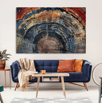 63519-MGV-CV-36X24-Tree Ring Wall Art – Rustic Nature Wood Grain Canvas Print, Abstract Natural Texture Artwork Poster for Living Room, Bedroom,