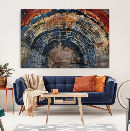 63519-MGV-CV-36X24-Tree Ring Wall Art – Rustic Nature Wood Grain Canvas Print, Abstract Natural Texture Artwork Poster for Living Room, Bedroom,