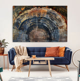 16193-MGV-CV-36X24-Tree Ring Wall Art – Abstract Wood Grain Canvas Print, Rustic Nature Texture Artwork Poster for Living Room, Bedroom, Office,