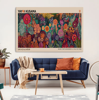 51280-MGV-CV-36X24-Abstract Yayoi Kusama Wall Art Canvas Print, Framed Japanese Wabi Sabi Art Picture Print, Yayoi Kusama Perfect Abstract Modern