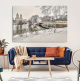 60292-MGV-CV-36X24-Central Park Winter Wall Art – Snowy Bow Bridge Canvas Print, Scenic New York City Landscape Photography for Living Room, Bedroom