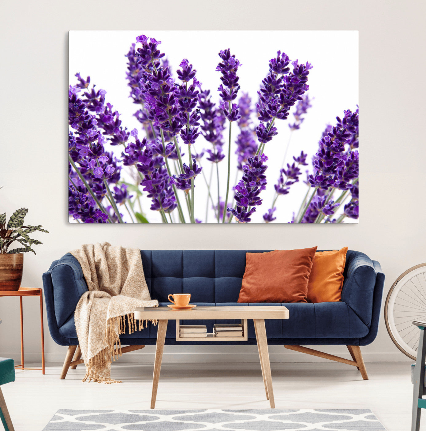 84456-MGV-CV-36X24-Lavender Wall Art – Botanical Canvas Print Featuring Purple Floral Stems, Fresh Nature Inspired Artwork for Living Room, Bedroom,