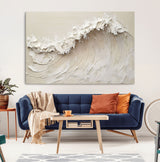 45175-MGV-CV-36X24-Textured Wave Wall Art Canvas Print, Framed Minimal Seascape Art Picture Print, Elegant Wave Perfect Modern Coastal Decor Artwork
