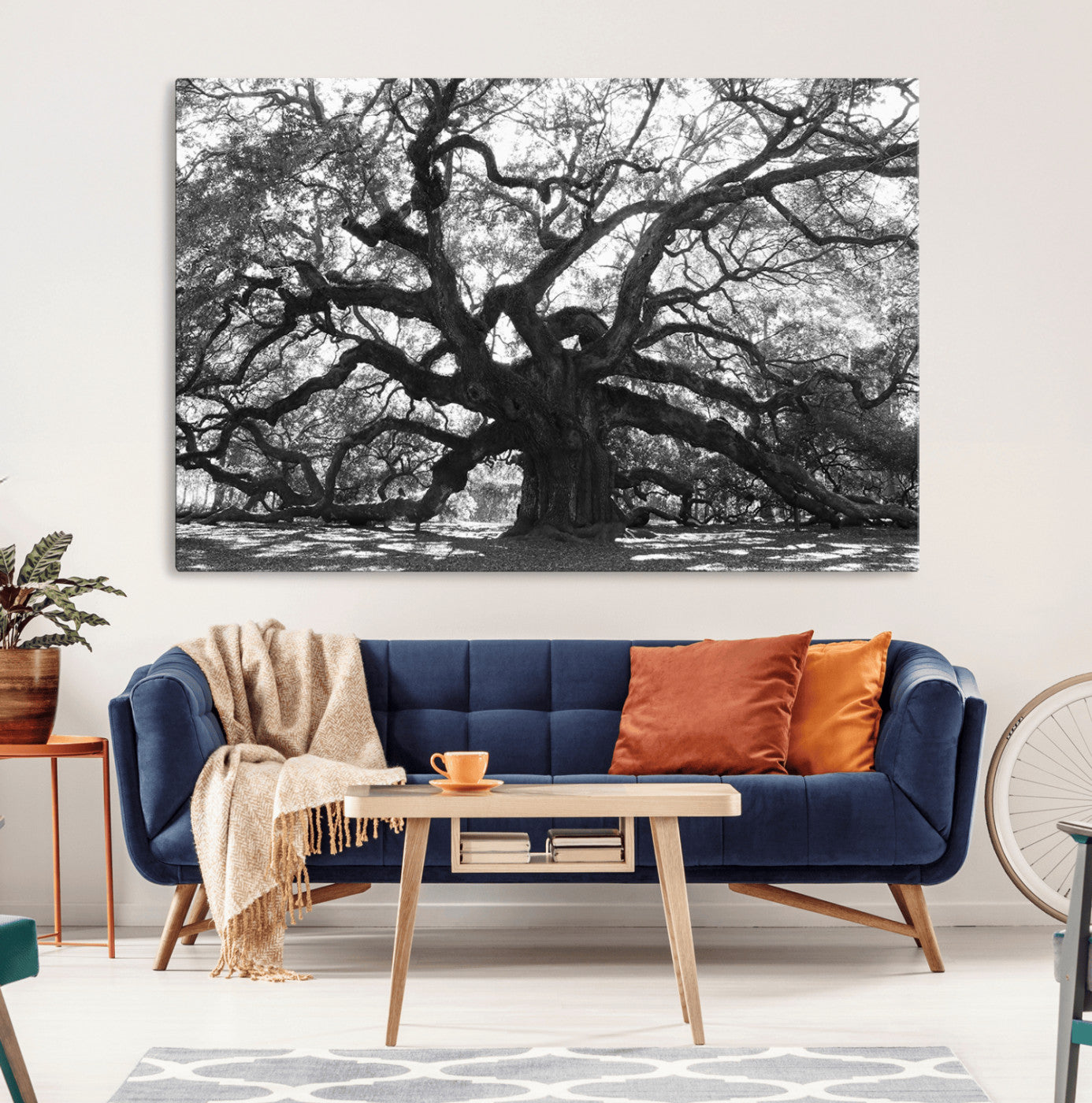 81655611-MGV-CV-36X24-Ancient Oak Wall Art Canvas Print, Framed Twisted Branches Art Picture Print, Gnarled Tree Perfect Moody Nature Decor Artwork