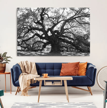 81655611-MGV-CV-36X24-Ancient Oak Wall Art Canvas Print, Framed Twisted Branches Art Picture Print, Gnarled Tree Perfect Moody Nature Decor Artwork