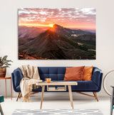 50957419-MGV-CV-36X24-Mountain Sunrise Wall Art Canvas Print, Framed Alpine Ridge Art Picture Print, Mountain Range Perfect Vibrant Rustic Decor Artwork