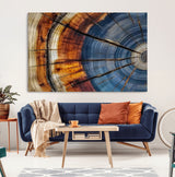 96890915-MGV-CV-36X24-Abstract Tree Ring Wall Art – Rustic Nature Canvas Print with Wood Grain Texture, Modern Earth Tone Artwork for Office, Living