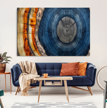 84489410-MGV-CV-36X24-Framed Abstract Tree Ring Wall Art Print, Natural Rustic Wood Texture Canvas Print, Wood Tree Stump Farmhouse, Log Cabin Wooden
