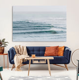 73969318-MGV-CV-36X24-Ocean Waves Wall Art Canvas Print, Framed Surfer Lineup Art Picture Print, Crowded Ocean Perfect Minimal Coastal Decor Artwork