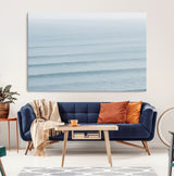 47814787-MGV-CV-36X24-Ocean Waves Wall Art Canvas Print, Framed Solo Surfer Art Picture Print, Wave Lines Perfect Minimalist Ocean Decor Artwork