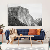39393420-MGV-CV-36X24-El Capitan Wall Art Canvas Print, Framed Yosemite Cliff Art Picture Print, Monochrome Mountain Perfect Monochrome Sierra Decor