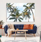 87247012-MGV-CV-36X24-Skyward Palm Trees Wall Art Canvas Print, Framed Tropical Sky Art Picture Print, Coconut Palm Perfect Tropical Skyview Decor