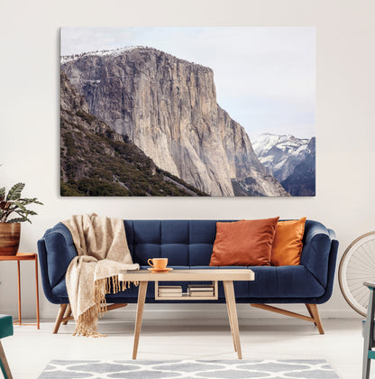 74506434-MGV-CV-36X24-El Capitan Wall Art Canvas Print, Framed Yosemite Cliff Art Picture Print, Sierra Nevada Perfect Sierra Minimalism Decor Artwork