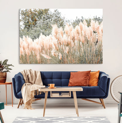 21826392-MGV-CV-36X24-Pampas Grass Wall Art Canvas Print, Framed Soft Pampas Art Picture Print, Pastel Grasses Perfect Soft Neutral Boho Decor Artwork