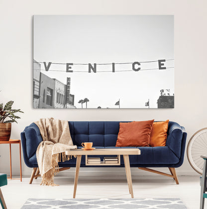 68254589-MGV-CV-36X24-Venice Sign Wall Art Canvas Print, Framed Venice Letters Art Picture Print, Los Angeles Perfect Minimalist Urban Decor Artwork