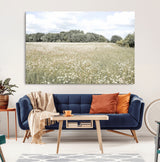 43258946-MGV-CV-36X24-Daisy Field Wall Art Canvas Print, Framed Pastel Flower Art Picture Print, Meadow Bloom Perfect Scandinavian Minimalist Decor