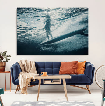 71192524-MGV-CV-36X24-Submerged Surf Wall Art Canvas Print, Framed Underwater Perspective Art Picture Print, Ocean Surf Perfect Coastal Adventure Decor