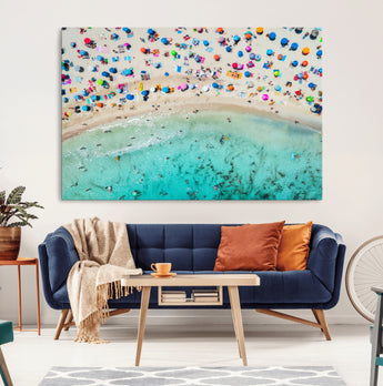 76172085-MGV-CV-36X24-Tropical Shoreline Wall Art Canvas Print, Framed Beach Relaxing Art Picture Print, Aerial Summer Perfect Coastal Vibrant Decor