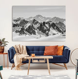 32399691-MGV-CV-36X24-Snowy Mountain Wall Art Canvas Print, Framed Mountain Peaks Art Picture Print, Alpine Mountains Perfect Minimalist Alpine Decor