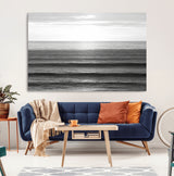 47305203-MGV-CV-36X24-Monochrome Ocean Wall Art Canvas Print, Framed Moody Ocean Art Picture Print, Calm Ocean Perfect Minimalist Coastal Decor Artwork