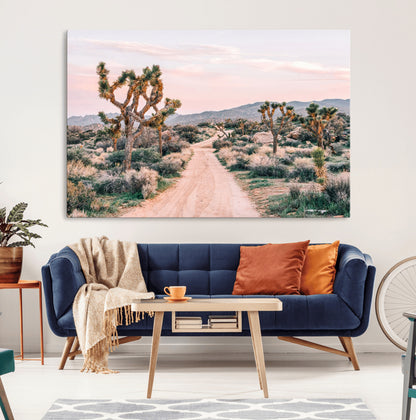 12540952-MGV-CV-36X24-Joshua Tree Park Wall Art Canvas Print, Framed Desert Road Art Picture Print, Sunset Drive Perfect Southwestern Boho Decor Artwork