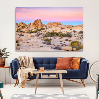 96167137-MGV-CV-36X24-Vibrant Sunset Sky Wall Art Canvas Print, Framed Joshua Tree Art Picture Print, Rugged Terrain Perfect Southwestern Boho Decor