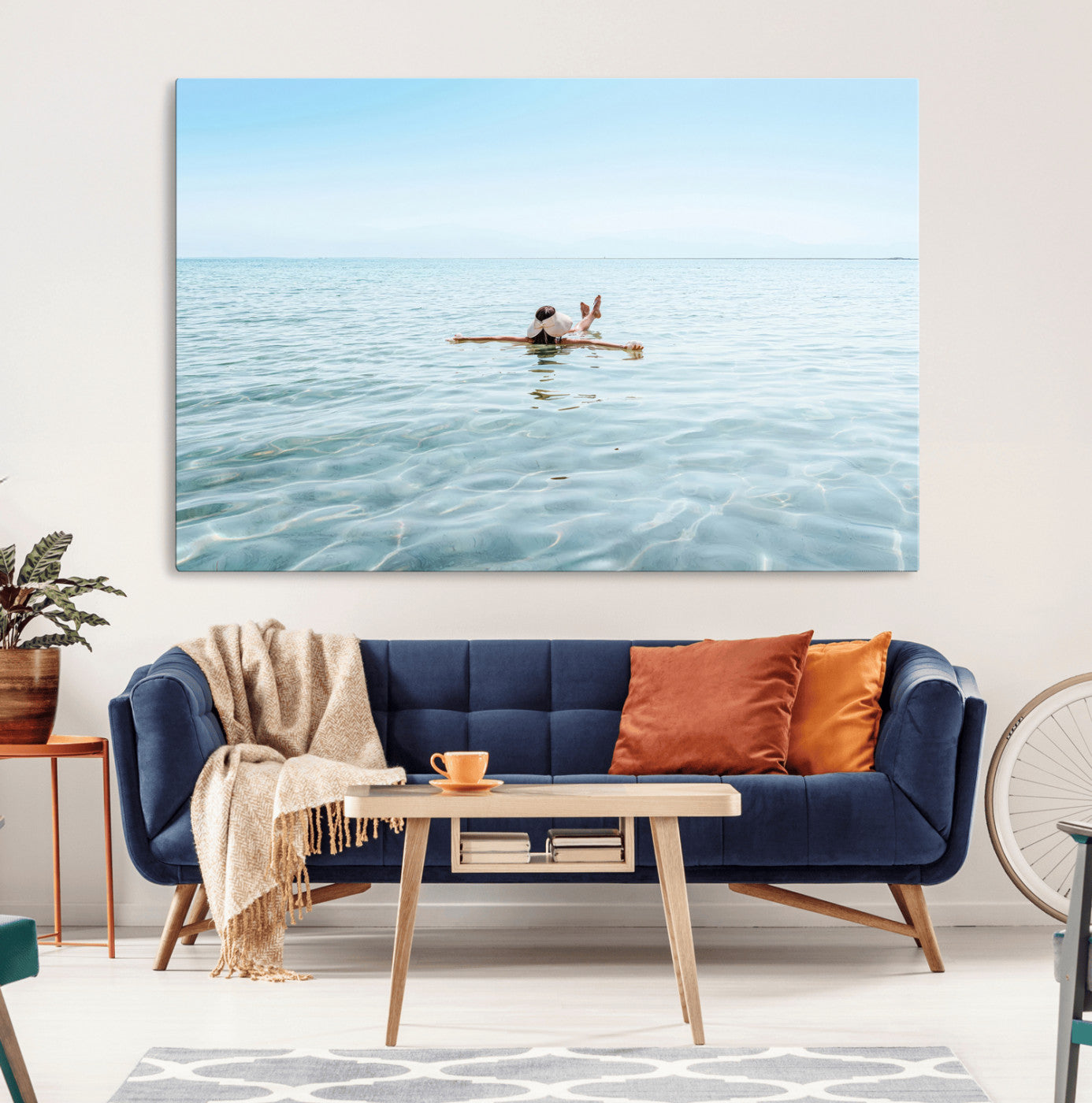 32624554-MGV-CV-36X24-Swimming Relaxation Wall Art Canvas Print, Framed Peaceful Water Art Picture Print, Clear Sea Perfect Minimalist Aquatic Decor