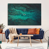 93287752-MGV-CV-36X24-Ocean Surf Wall Art Canvas Print, Framed Blue Waters Art Picture Print, Vibrant Seascape Perfect Coastal Adventure Decor Artwork