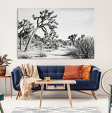 88164251-MGV-CV-36X24-Joshua Tree Wall Art Canvas Print, Framed Desert Path Art Picture Print, Monochrome Desert Perfect Minimalist Desert Decor Artwork