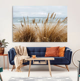 14270839-MGV-CV-36X24-Beach Grass Wall Art Canvas Print, Framed Coastal Dunes Art Picture Print, Dune Grass Perfect Coastal Minimalist Decor Artwork