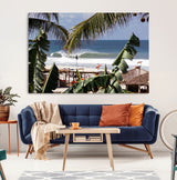 34722557-MGV-CV-36X24-Tropical Shoreline Wall Art Canvas Print, Framed Surfer Beach Art Picture Print, Coastal Surf Perfect Tropical Coastal Decor