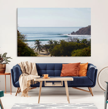88336640-MGV-CV-36X24-Tropical Beach Scene Wall Art Canvas Print, Framed Coastal Photography Art Picture Print, Ocean Horizon Art Perfect Coastal Boho