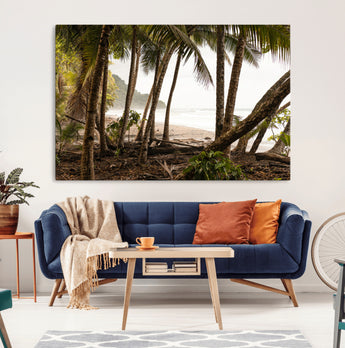92093951-MGV-CV-36X24-Tropical Jungle Wall Art Canvas Print, Framed Palm Tree Forest Art Picture Print, Coastal Escape Perfect Jungle Retreat Decor