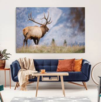 26365841-MGV-CV-36X24-Mountain Elk Art Wall Art Canvas Print, Framed Rustic Wildlife Print Art Picture Print, Lodge Style Decor Perfect Rustic Lodge
