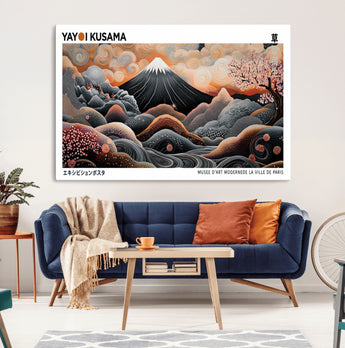 63125329-MGV-CV-36X24-Japanese Mt Fuji Wall Art – Surreal Ukiyo e Style Cherry Blossom Poster, Swirling Cloud Landscape Print, Modern Oriental Asian