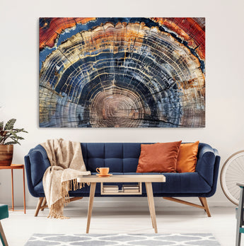 38987581-MGV-CV-36X24-Tree Ring Art Wall Art Canvas Print, Framed Rustic Wall Decor Art Picture Print, Nature Grain Print Perfect Modern Rustic Decor