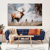70489411-MGV-CV-36X24-Elk Photography Wall Art Canvas Print, Framed Mountain Wildlife Art Picture Print, Rustic Nature Decor Perfect Rustic Lodge Decor