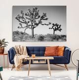 93692513-MGV-CV-36X24-Joshua Tree Wall Art Canvas Print, Framed Monochrome Desert Art Picture Print, Minimalist Nature Scene Perfect Southwestern