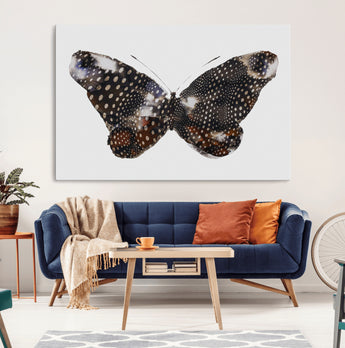 99831147-MGV-CV-36X24-Spotted Butterfly Wall Art Canvas Print, Framed Neutral Insect Theme Art Picture Print, Earthy Wing Pattern Perfect Modern Rustic
