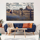 22296025-MGV-CV-36X24-Texas Longhorn Canvas Wall Art Canvas Print, Framed Rustic Barn Wall Art Art Picture Print, Farmhouse Cow Decor Perfect Rustic